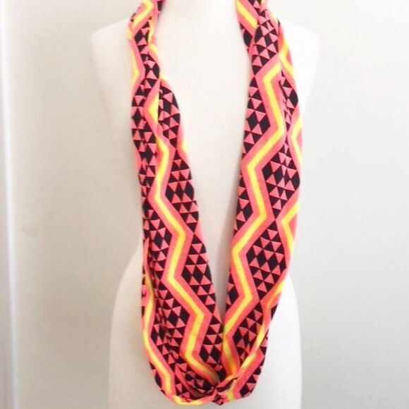 NEON Geometric Circle Jersey Infinity Scarf - Picture 1 of 1